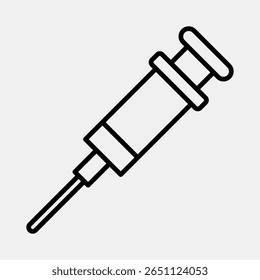 Seringa para ícones. Elementos médicos. Ícone no estilo de linha.