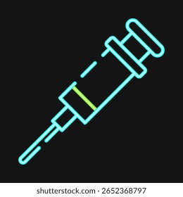 Icon syringe. Medical elements. Icon in neon style.