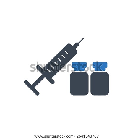 Icon of a syringe next to two vials