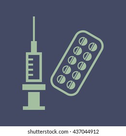 Icon of Syringe & Tablet. Eps-10.