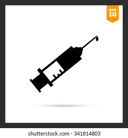 Icon of syringe with vaccine drop