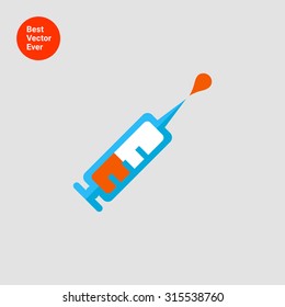 Icon of syringe with vaccine droplet