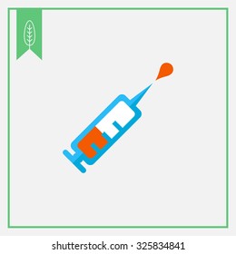 Icon of syringe with vaccine droplet