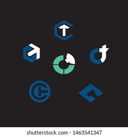 icon T circle template logo icon shape design 