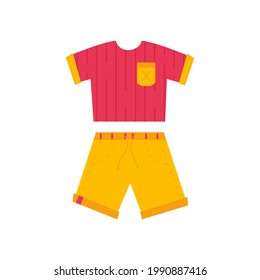 Icon of t shirt for adventure tourism, travel. Journey decorative design of cloth. Flat cartoon modern vector