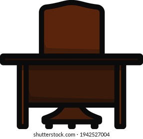 Icono De Mesa Y Sillón. Contorno de negrita editable con diseño de relleno de color. Ilustración vectorial.