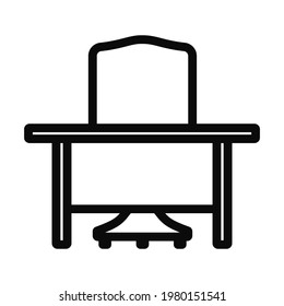 Icono De Mesa Y Sillón. Diseño de contorno negrita editable. Ilustración vectorial.