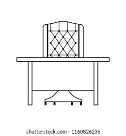 Icon of Table and armchair. Thin line design. Vector illustration.