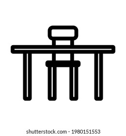 Icono De Mesa Y Presidencia. Diseño de contorno negrita editable. Ilustración vectorial.