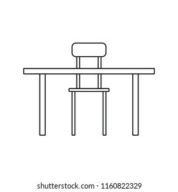 Icon of Table and chair. Thin line design. Vector illustration.