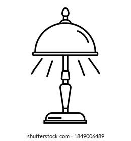 Icon of a table lamp in retro style isolated on a white background. Home lighting device.