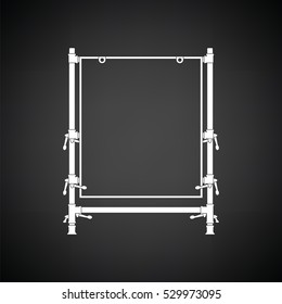 Icon of table for object photography. Black background with white. Vector illustration.