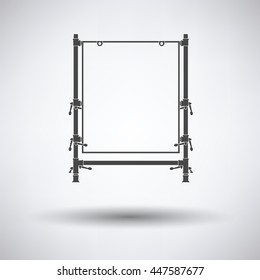 Icon of table for object photography on gray background, round shadow. Vector illustration.