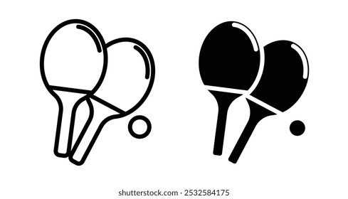 Icon of table tennis paddles and ball, symbolizing sports, games, or recreation.