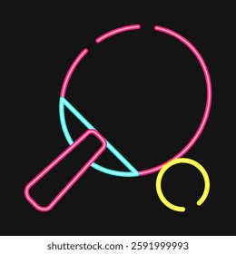 Icon table tennis. Sports elements. Icon in neon style.