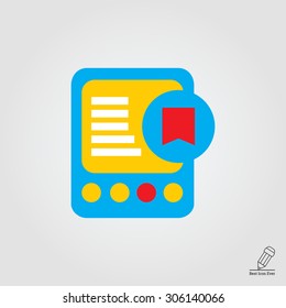 Icon of tablet computer with tag icon