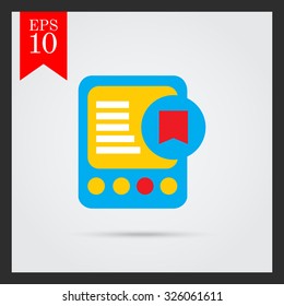 Icon of tablet computer with tag icon