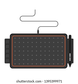 Icon tablet for drawing with additional buttons. Vector illustration on white background