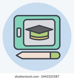 Icon Tablet Education. bezieht sich auf das Lernsymbol. Farbpaarungsstil. Einfache Designabbildung