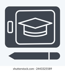 Icon Tablet Education. related to Learning symbol. glyph style. simple design illustration