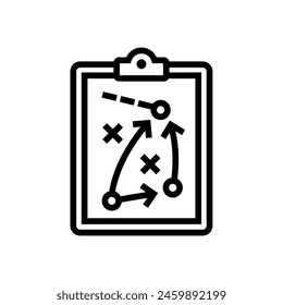 Icon tablet with paper clip. Symbol for check or task tracker. Coach's tactical board. Register or terms of reference.