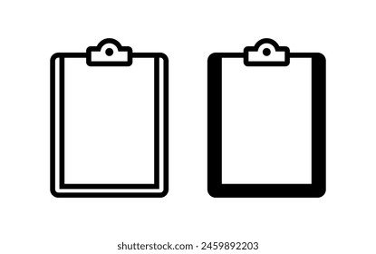 Icon tablet with paper clip. Symbol for check or task tracker. Coach's tactical board. Register or terms of reference.