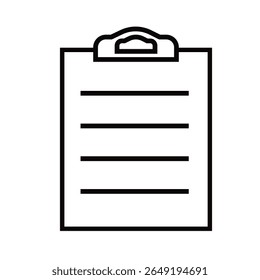 Icon tablet with paper clip. Symbol for check or task tracker. Coach's tactical board. Register or terms of reference Vector illustration