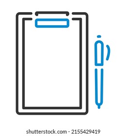 Icon Of Tablet And Pen. Editable Bold Outline With Color Fill Design. Vector Illustration.