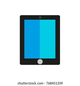 The icon of the tablet is shown. The case is black, the display is blue. The background is white.
