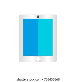 The icon of the tablet is shown. The case is white, the display is blue. The background is white.