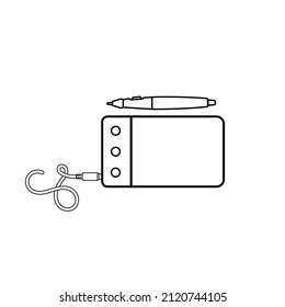 Icon Tablet with Stylus Pen. Outline, line or linear vector icon symbol sign collection for mobile concept and web apps design.