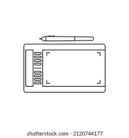 Icon Tablet with Stylus Pen. Outline, line or linear vector icon symbol sign collection for mobile concept and web apps design.
