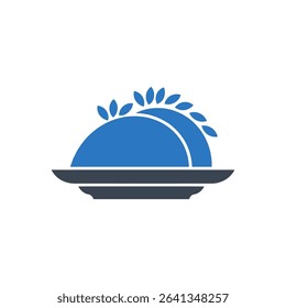 Icon of tacos on a plate with garnish