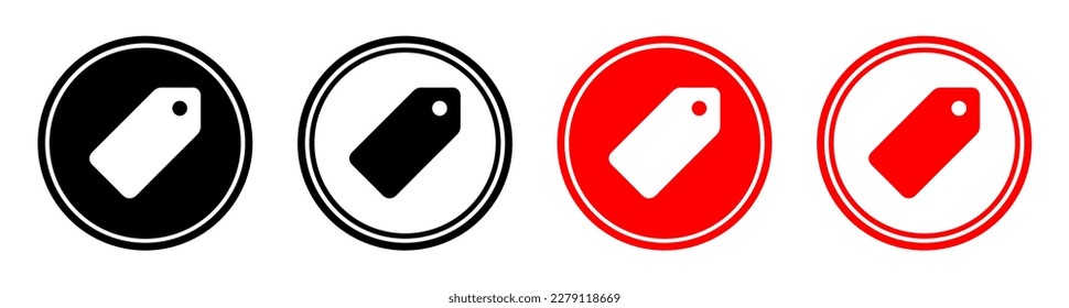 icon tag, icon label, black and red color tag vector isolated