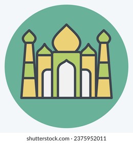Icon Taj Mahal. related to India symbol. color mate style. simple design editable. simple illustration