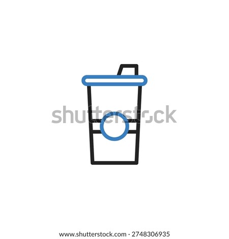 Icon of a takeaway coffee cup with a lid. Symbol of hot drink, cafe, coffee shop. Vector illustration.
