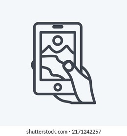 Icon Taking Pictures. suitable for Hand Actions symbol. line style. simple design editable. design template vector. simple symbol illustration