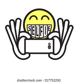  Icon Taking Selfie Photo on Smart Phone concept. vector illustration