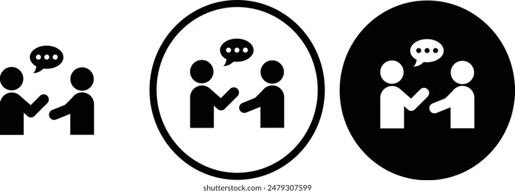 icon Talk black outline for web site design 
and mobile dark mode apps 
Vector illustration on a white background