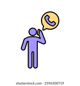 Icon a talking on phone, isolated against a clean background.