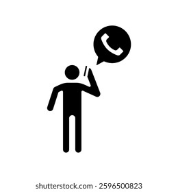 Icon a talking on phone, isolated against a clean background.