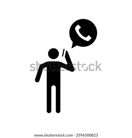 Icon a talking on phone, isolated against a clean background.