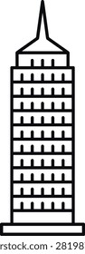 Icon of a tall skyscraper building simple outline represents architecture and city structures