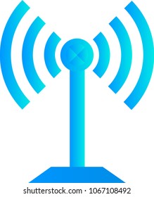 icon of tall WiFi tower in blue color with white background 