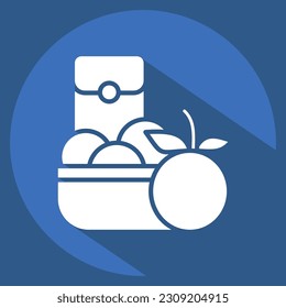 Icon Tangerine. related to Chinese New Year symbol. long shadow style. simple design editable