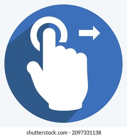 Icon Tap and Move Right - Long Shadow Style - Simple illustration,Editable stroke,Design template vector, Good for prints, posters, advertisements, announcements, info graphics, etc.