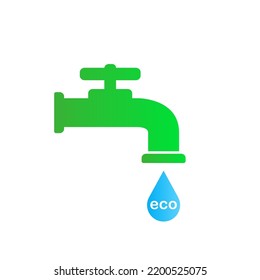 Icono de un grifo del que gotea agua ecológicamente limpia. Ilustración del vector
