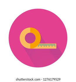 Icon of tape measure in flat style. Loosing weight, sport, yoga and training