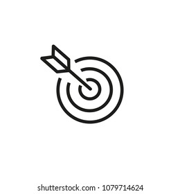 Icon of target with arrow. Archery, darts, game. Competition concept. Can be used for topics like recreation, determination, targeting