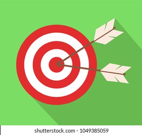 icon target with arrows in flat design, stock vector illustration